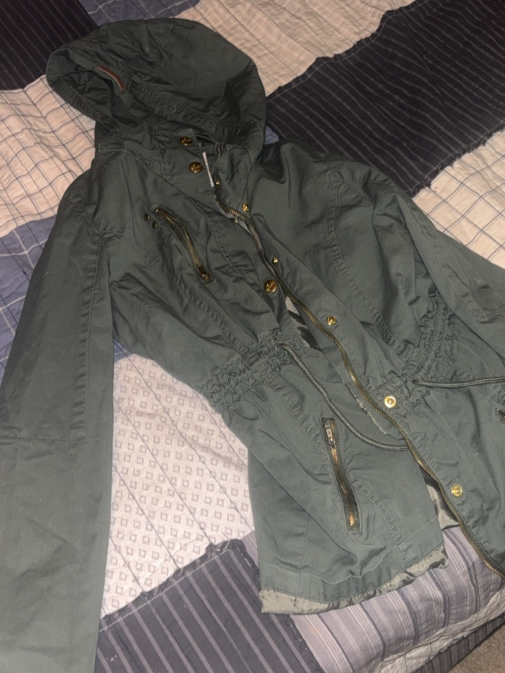 Guess Olive Green Hooded Anorak Jacket